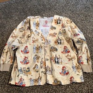 Women’s long leave button up scrub top